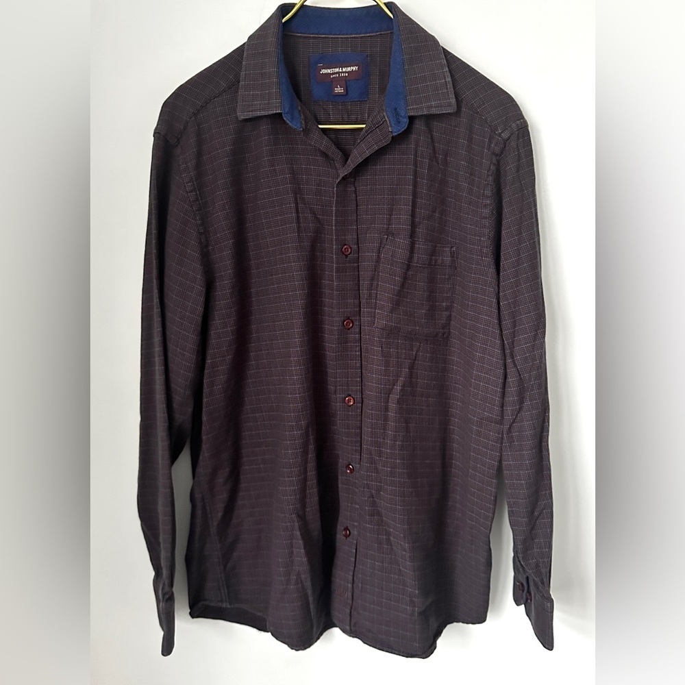 Johnston & Murphy Multicolor Plaid Soft 100% Cotton Button Up Shirt Men’s Large
